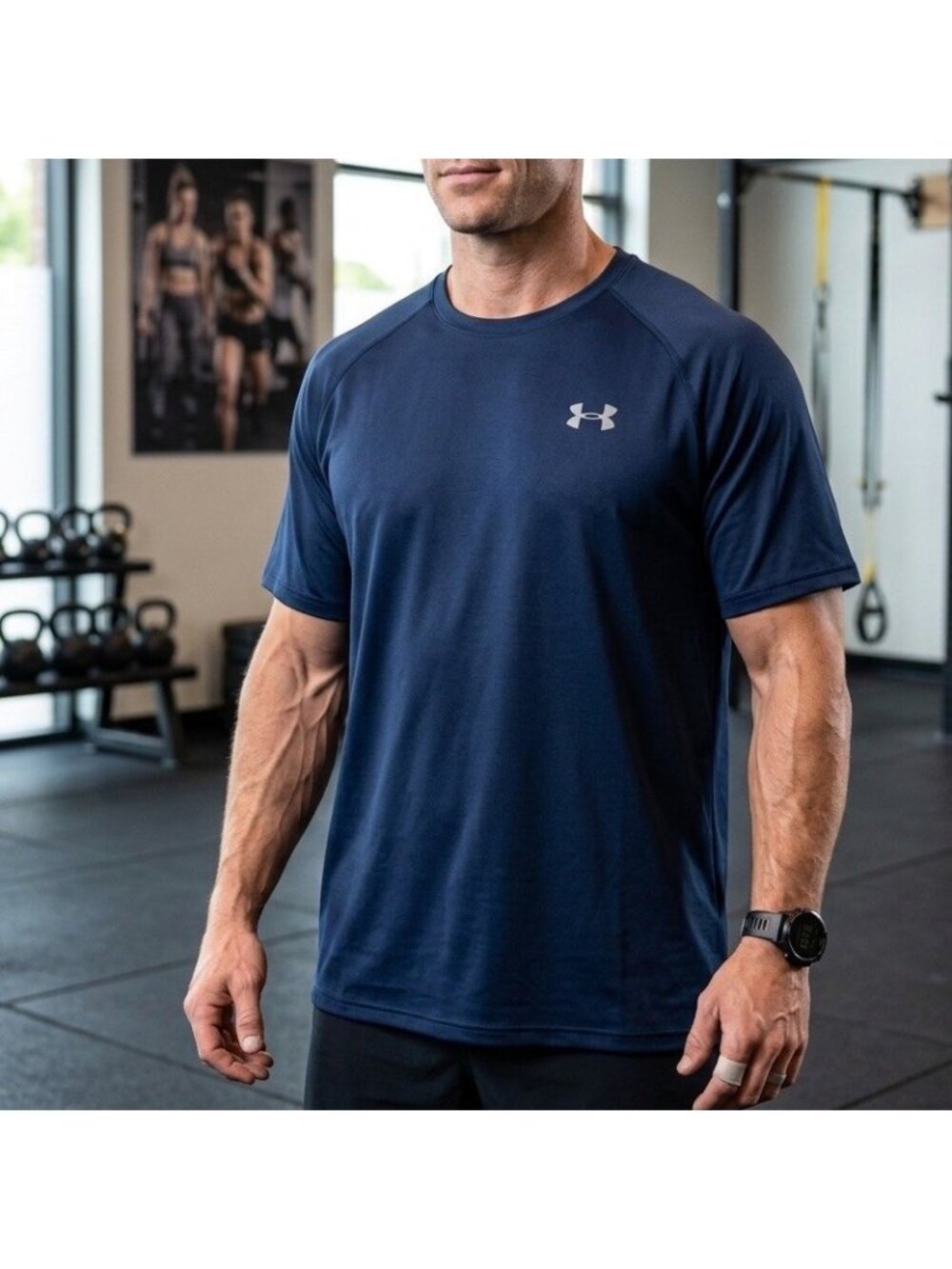 Under Armour The Tech Tee Blue Men's Sz L Large Loose Fit Crew Neck Gym Sporty